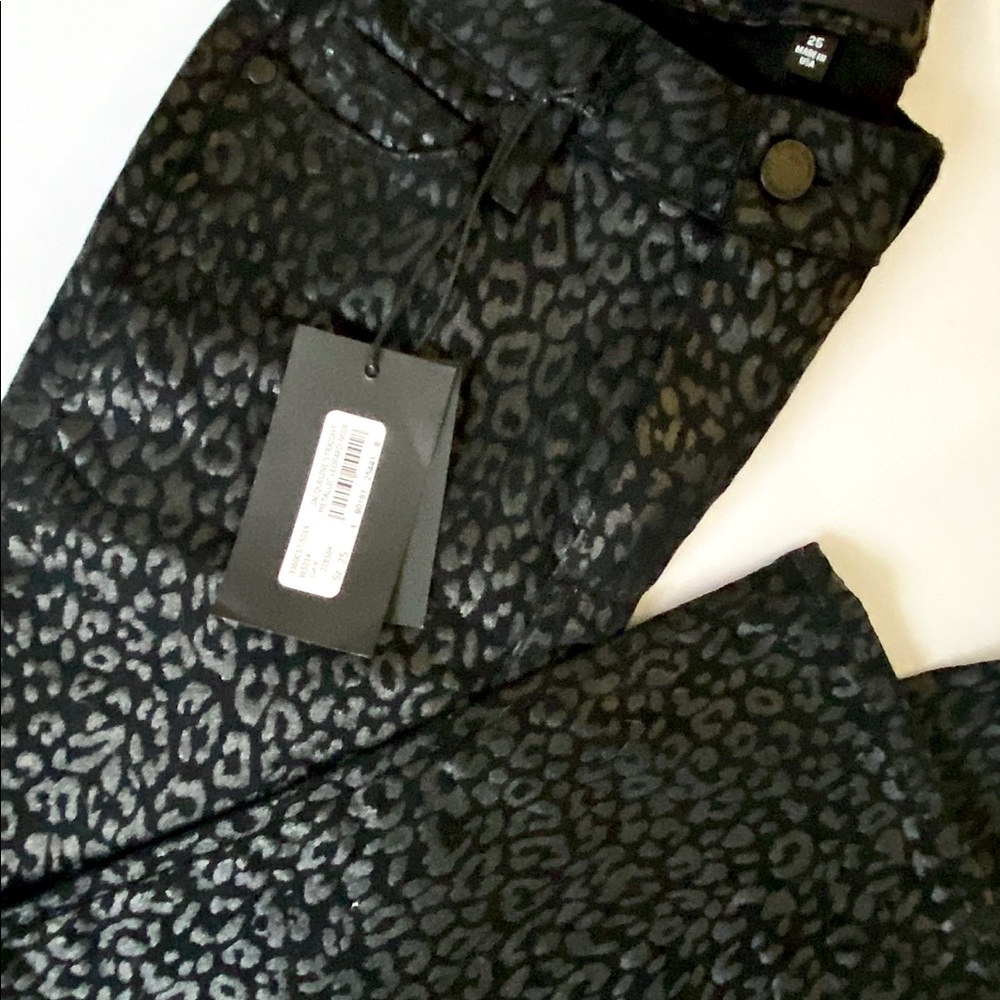 Paige Denim Metallic Leopard Cropped High Jeans 25